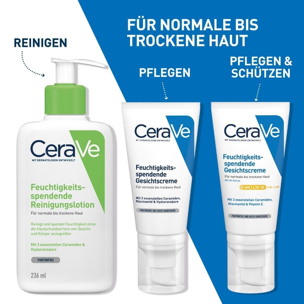 image:imageCeraVe CeraVe Feuchtigkeitsspendende Gesichtscreme mit LSF 30 Beruhigende Tagescreme fr normale bis trockene Haut Mit 3 essenziellen Ceramiden Hyaluron und Niacinamid52 ml 1er Pack
