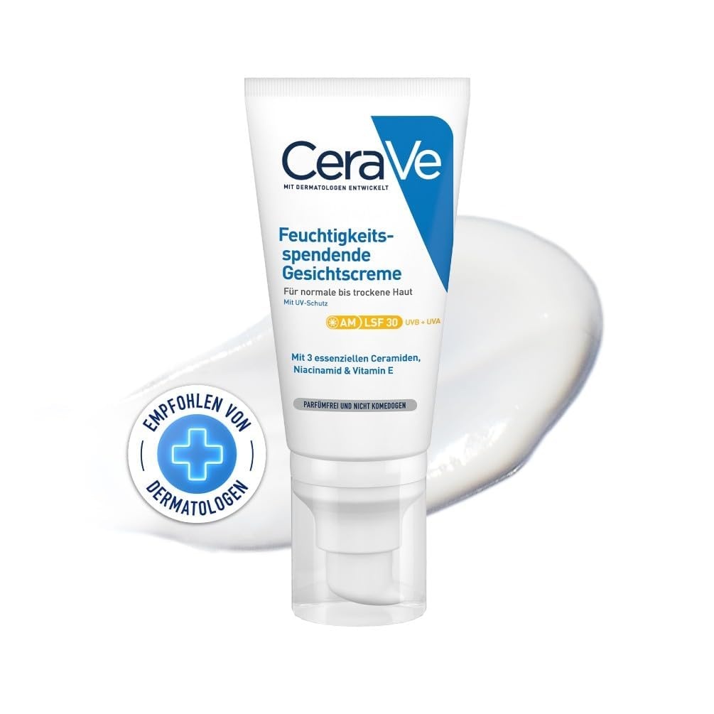 image:imageCeraVe CeraVe Feuchtigkeitsspendende Gesichtscreme mit LSF 30 Beruhigende Tagescreme fr normale bis trockene Haut Mit 3 essenziellen Ceramiden Hyaluron und Niacinamid52 ml 1er Pack