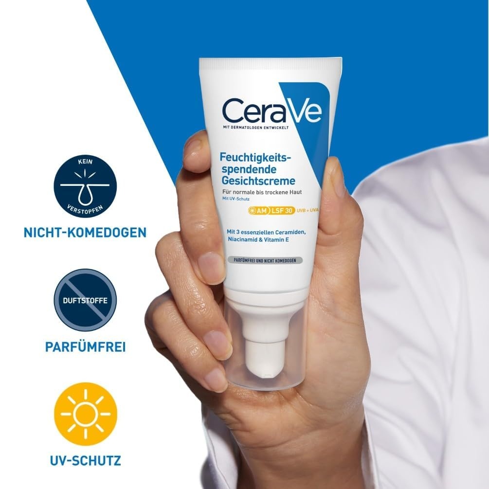image:imageCeraVe CeraVe Feuchtigkeitsspendende Gesichtscreme mit LSF 30 Beruhigende Tagescreme fr normale bis trockene Haut Mit 3 essenziellen Ceramiden Hyaluron und Niacinamid52 ml 1er Pack