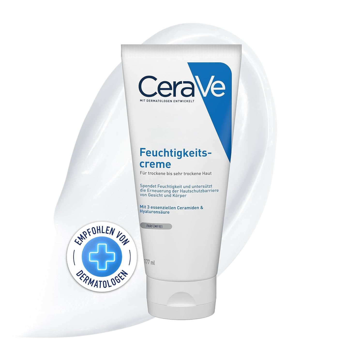 image:imageCeraVe Feuchtigkeitscreme fr Krper und Gesicht Creme fr trockene bis sehr trockene Haut Mit Hyaluron und 3 essenziellen Ceramiden 1 x 177ml177 ml 1er Pack