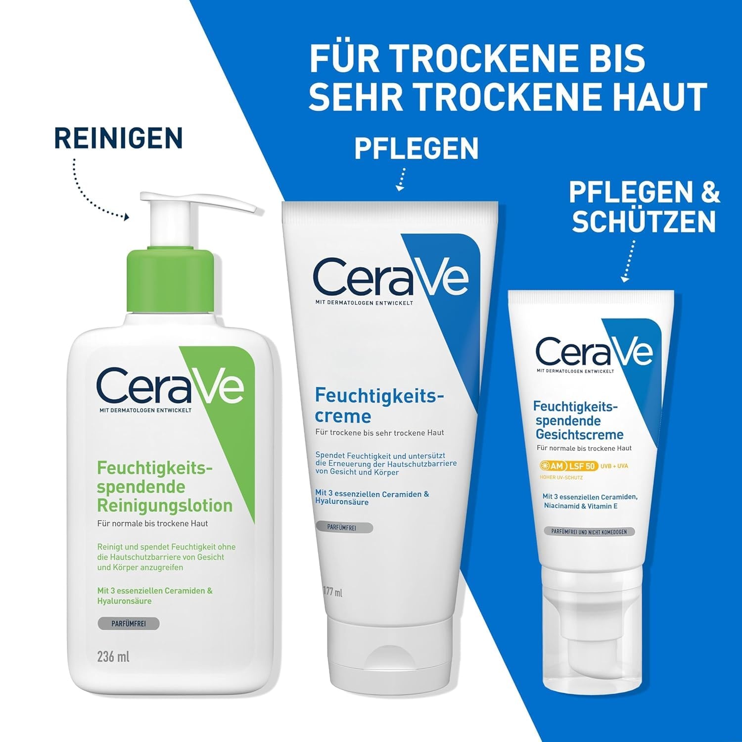 image:imageCeraVe Feuchtigkeitscreme fr Krper und Gesicht Creme fr trockene bis sehr trockene Haut Mit Hyaluron und 3 essenziellen Ceramiden 1 x 177ml177 ml 1er Pack