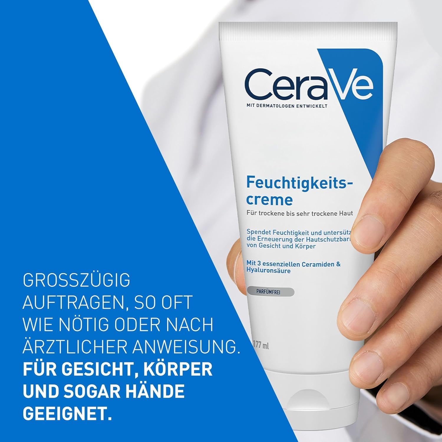 image:imageCeraVe Feuchtigkeitscreme fr Krper und Gesicht Creme fr trockene bis sehr trockene Haut Mit Hyaluron und 3 essenziellen Ceramiden 1 x 177ml177 ml 1er Pack