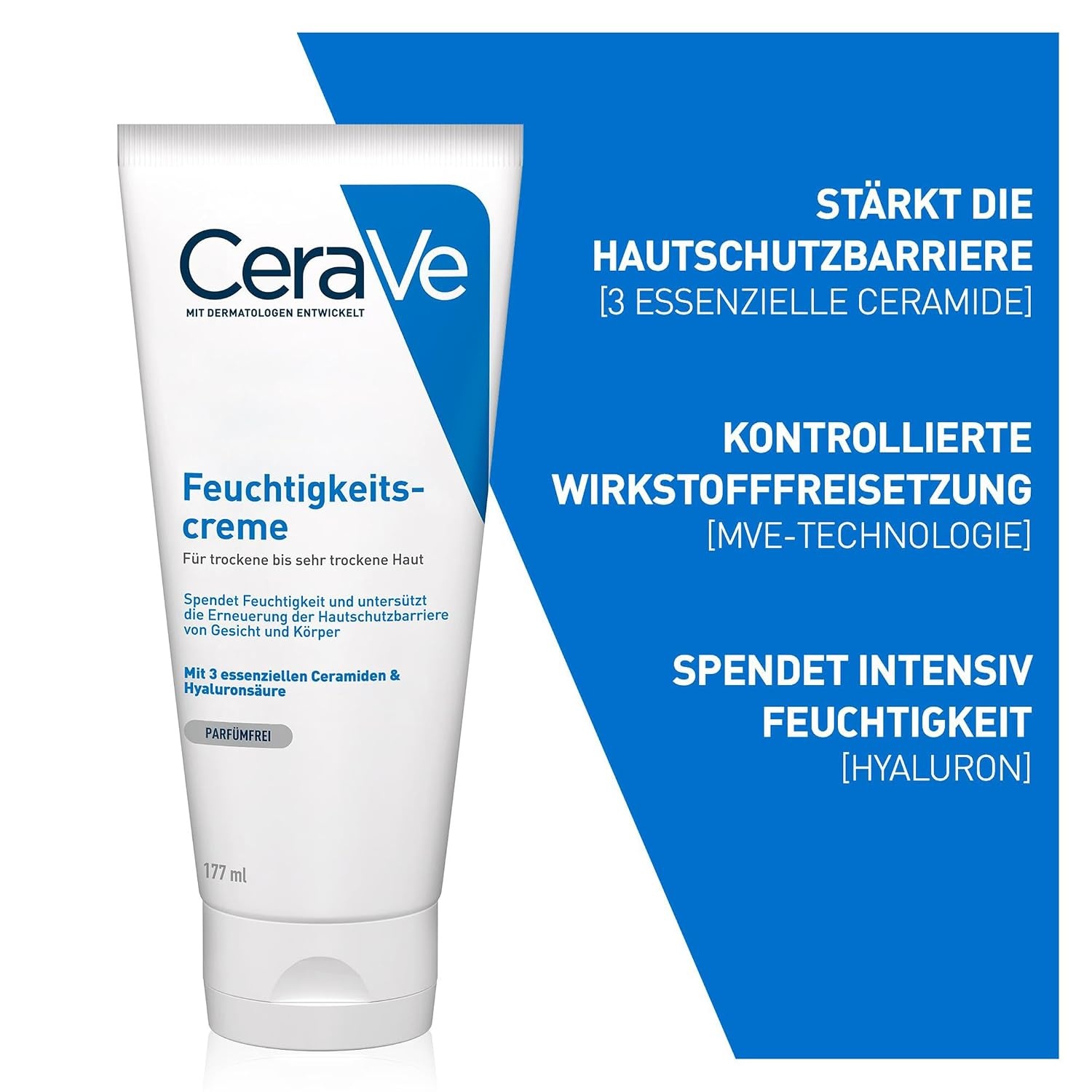 image:imageCeraVe Feuchtigkeitscreme fr Krper und Gesicht Creme fr trockene bis sehr trockene Haut Mit Hyaluron und 3 essenziellen Ceramiden 1 x 177ml177 ml 2er Pack