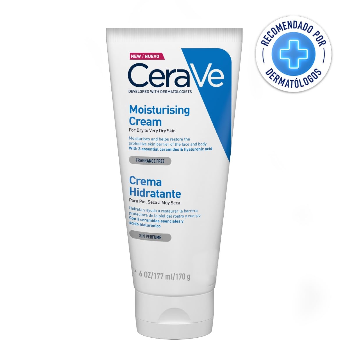 image:imageCeraVe Feuchtigkeitscreme fr Krper und Gesicht Creme fr trockene bis sehr trockene Haut Mit Hyaluron und 3 essenziellen Ceramiden 1 x 177ml177 ml 2er Pack