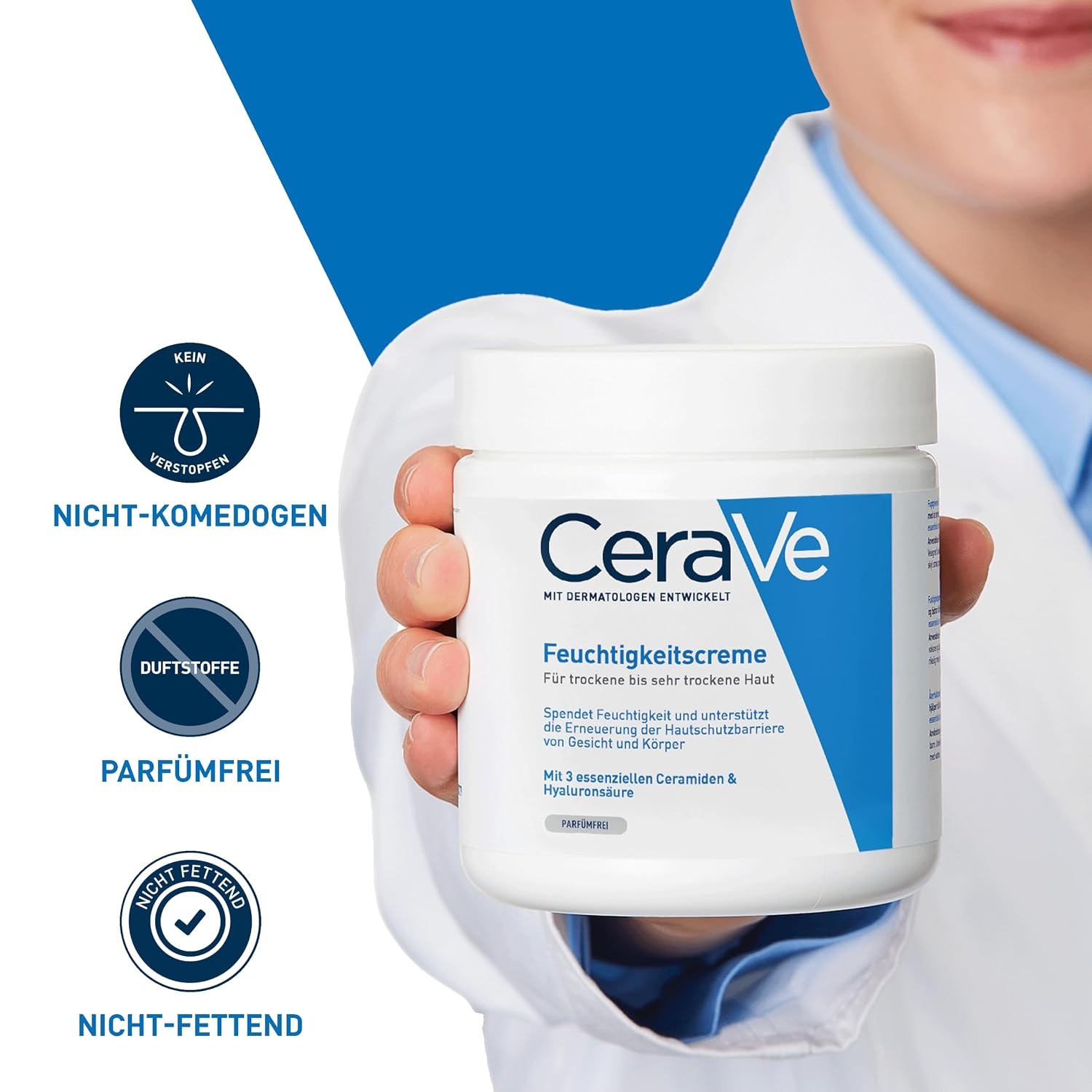 image:imageCeraVe Feuchtigkeitscreme fr Krper und Gesicht Langanhaltende Feuchtigkeit fr trockene bis sehr trockene Haut Seidige Textur Mit Hyaluron und 3 essenziellen Ceramiden 2 x 454 g908 g 1er Pack