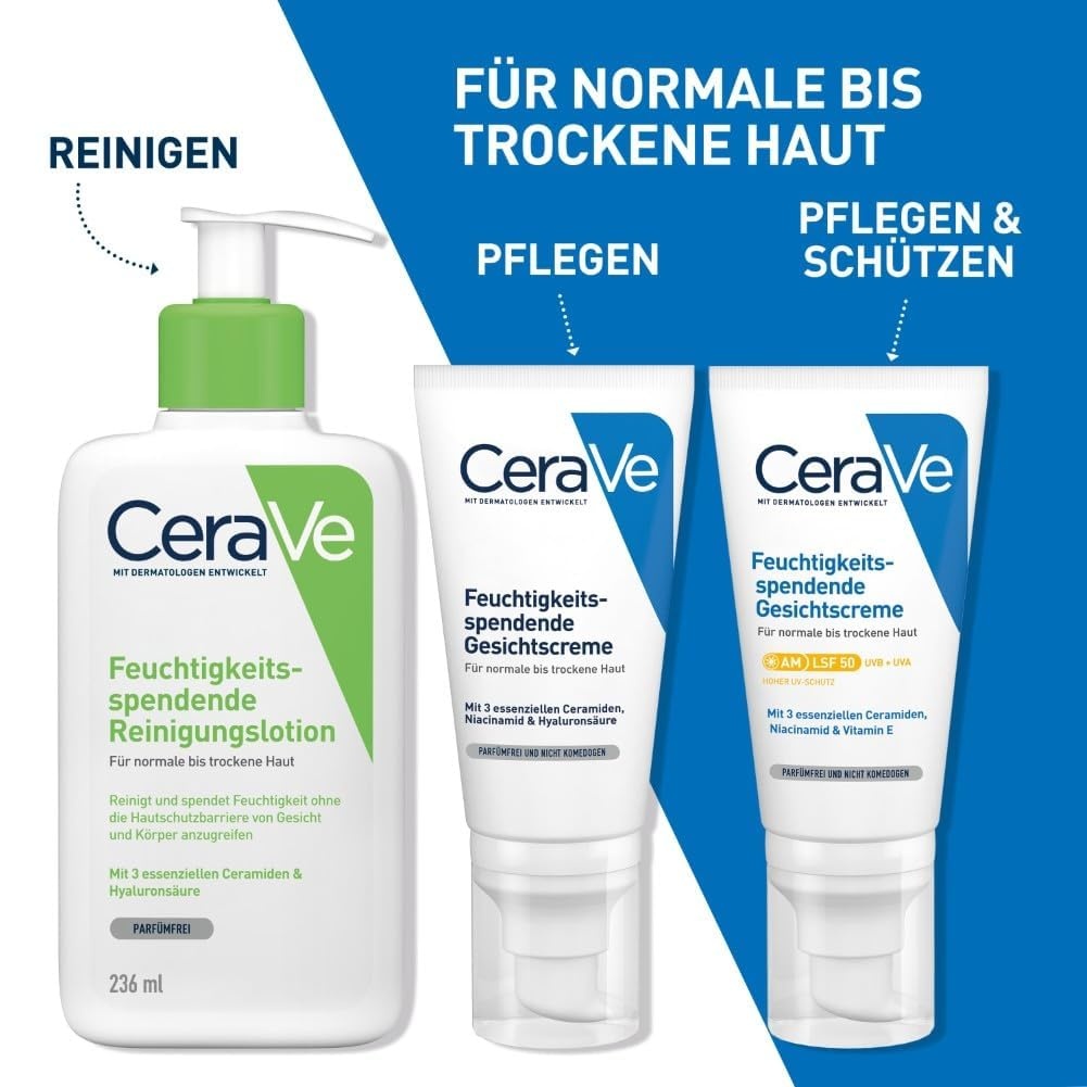 image:imageCeraVe Feuchtigkeitsspendende Gesichtscreme fr normale bis trockene Haut Ultraleichte Formel Mit Hyaluron Niacinamid und 3 essenziellen Ceramiden104 ml 1er Pack