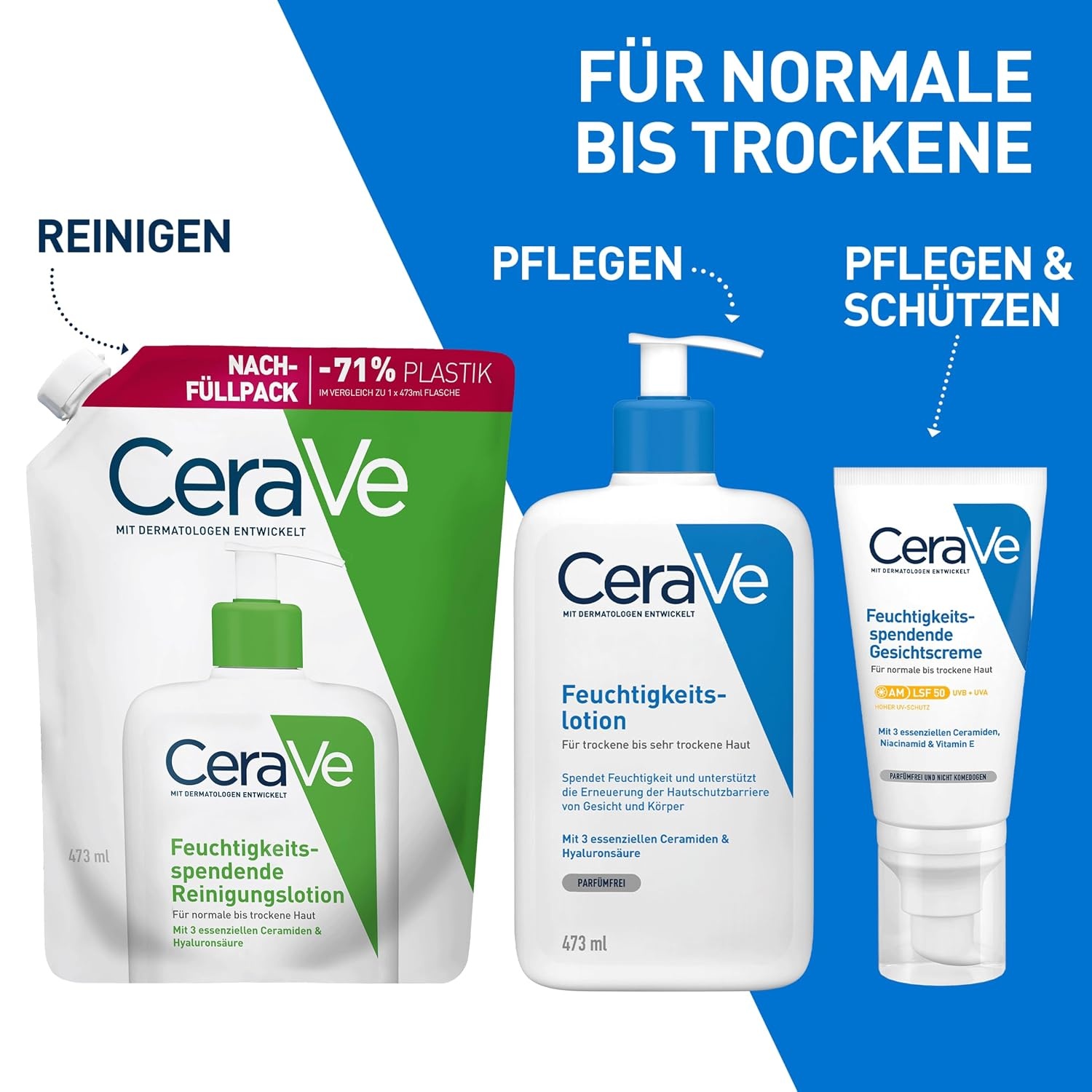 image:imageCeraVe Feuchtigkeitsspendende Reinigungslotion fr Gesicht amp KrperRefill