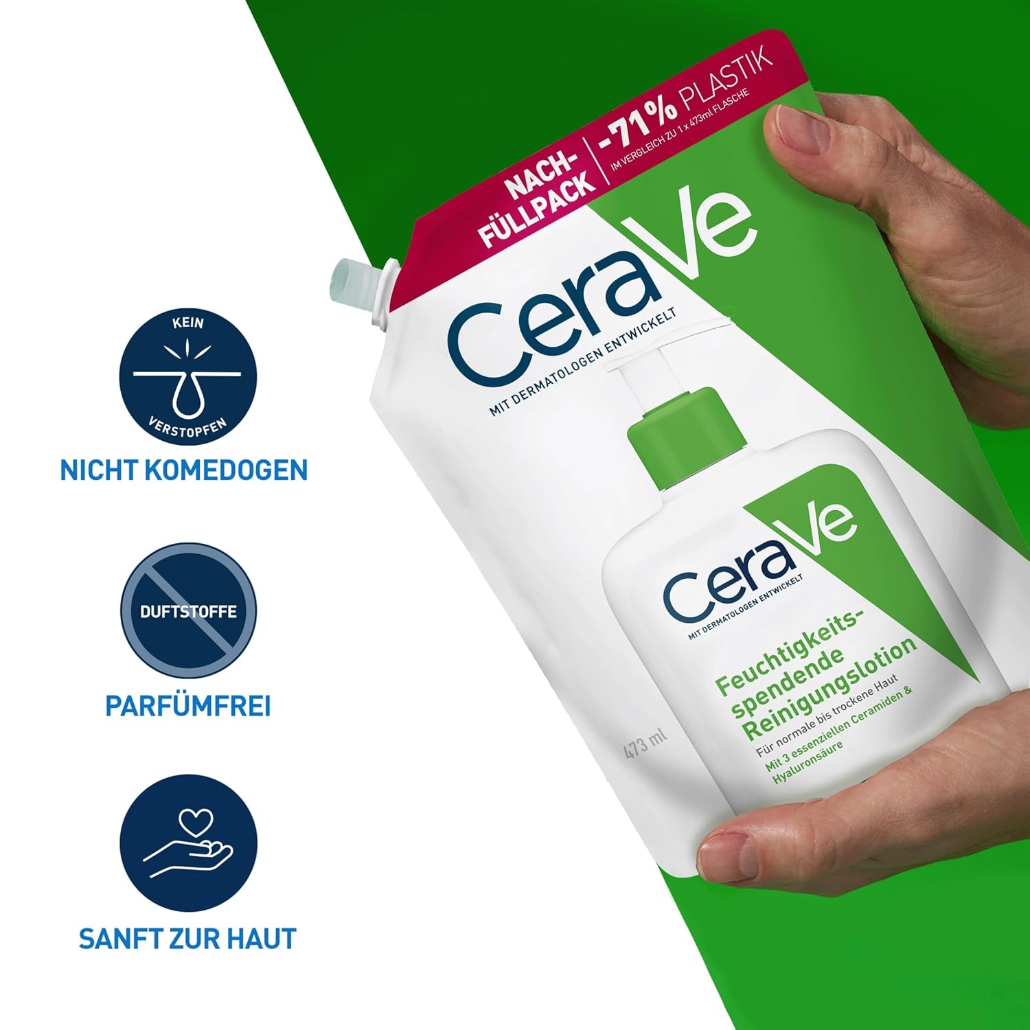 image:imageCeraVe Feuchtigkeitsspendende Reinigungslotion fr Gesicht amp KrperRefill