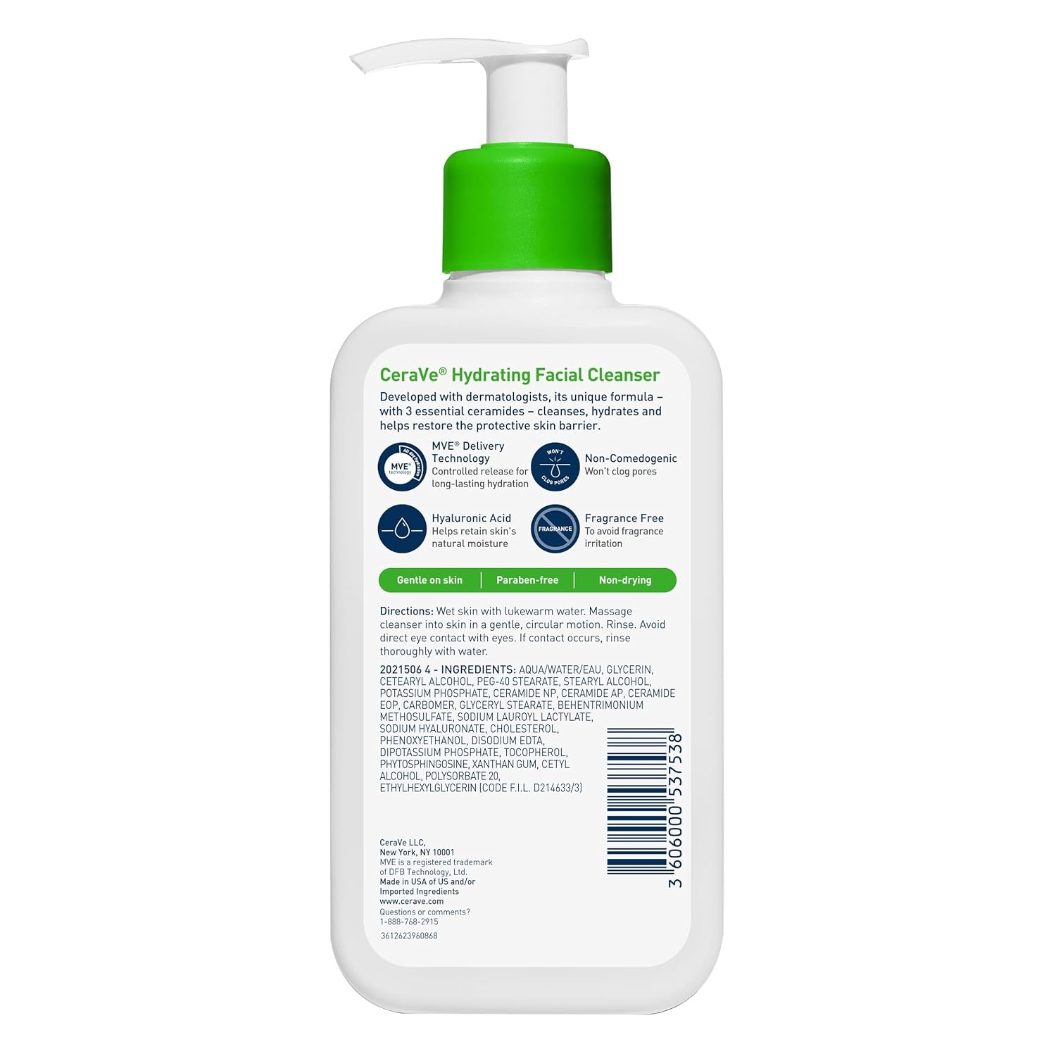 image:imageCeraVe Feuchtigkeitsspendende Reinigungslotion fr Gesicht und Krper Normale bis trockene Haut Mit Hyaluron und 3 essenziellen Ceramiden237 ml 1er Pack