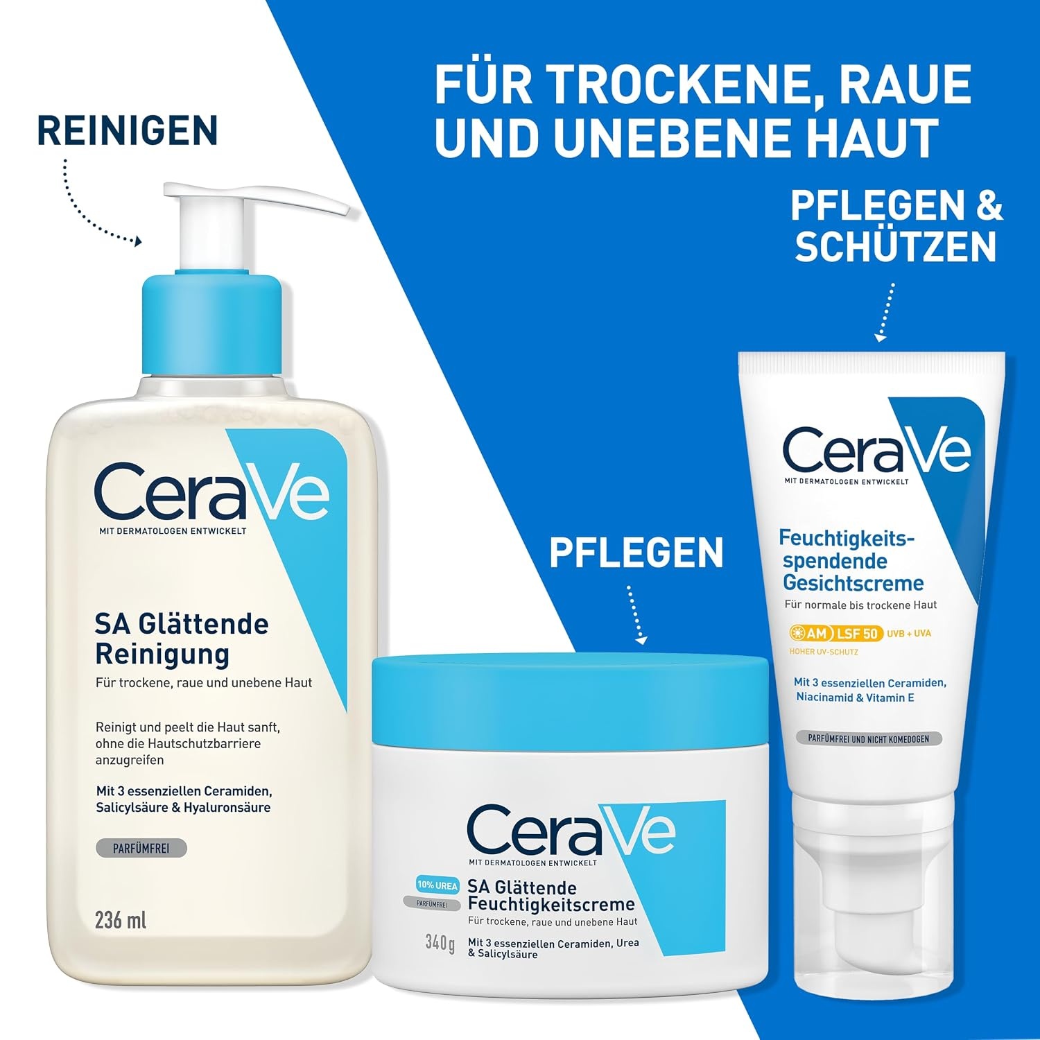 image:imageCeraVe SA Urea Glttende Feuchtigkeitscreme fr den Krper Creme fr trockene raue und unebene Haut Mit Urea Salicylsure Hyaluron und 3 essenziellen Ceramiden340 g
