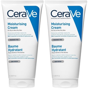CeraVe Feuchtigkeitscreme für Körper und Gesicht, Creme für trockene bis sehr trockene Haut, Mit Hyaluron und 3 essenziellen Ceramiden, 1 x 177ml(177 ml (2er Pack))