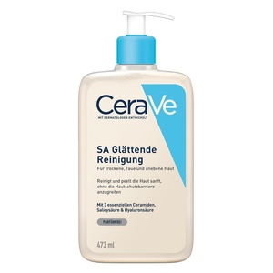 CeraVe SA Glättende Reinigung für Gesicht und Körper, Für trockene, raue und unebene Haut, Mit Hyaluron, Salicylsäure und 3 essenziellen Ceramiden(473 ml)