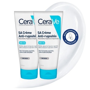 CeraVe SA Urea Glättende Feuchtigkeitscreme für den Körper, Creme für trockene, raue und unebene Haut, Mit Urea, Salicylsäure, Hyaluron und 3 essenziellen Ceramiden(2 x 177 ml)